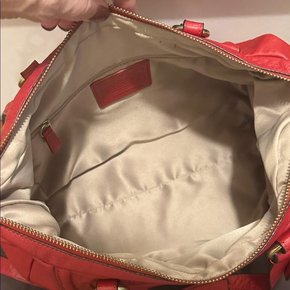 Coach Ashley Signature Cherry Red Leather Satchel/Shoulder Bag - Picture 11 of 14